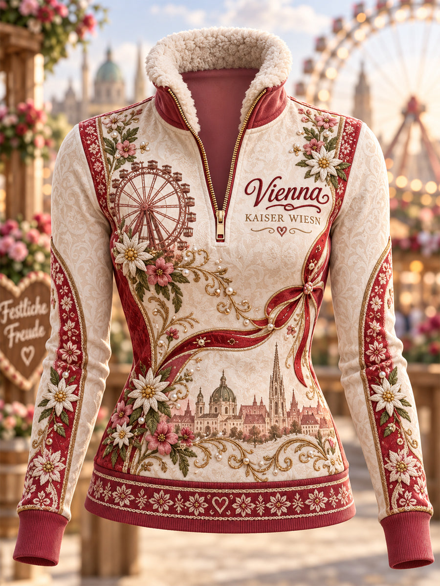 Damen-Winter-Kaiser-Wiesn-Fleecekapuzenpullover