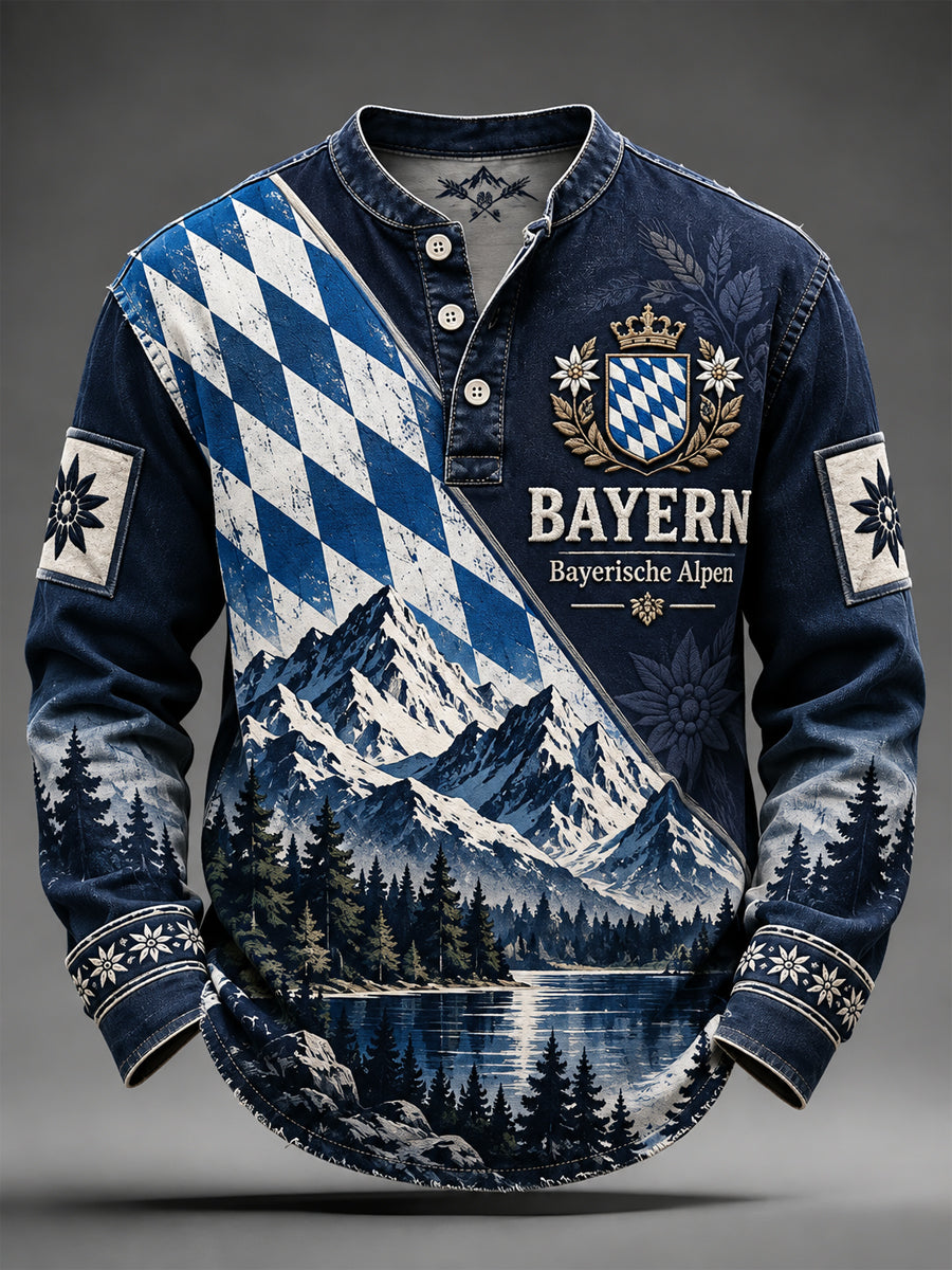 Männer Bayern bedrucktes lässiges Knopf T-Shirt