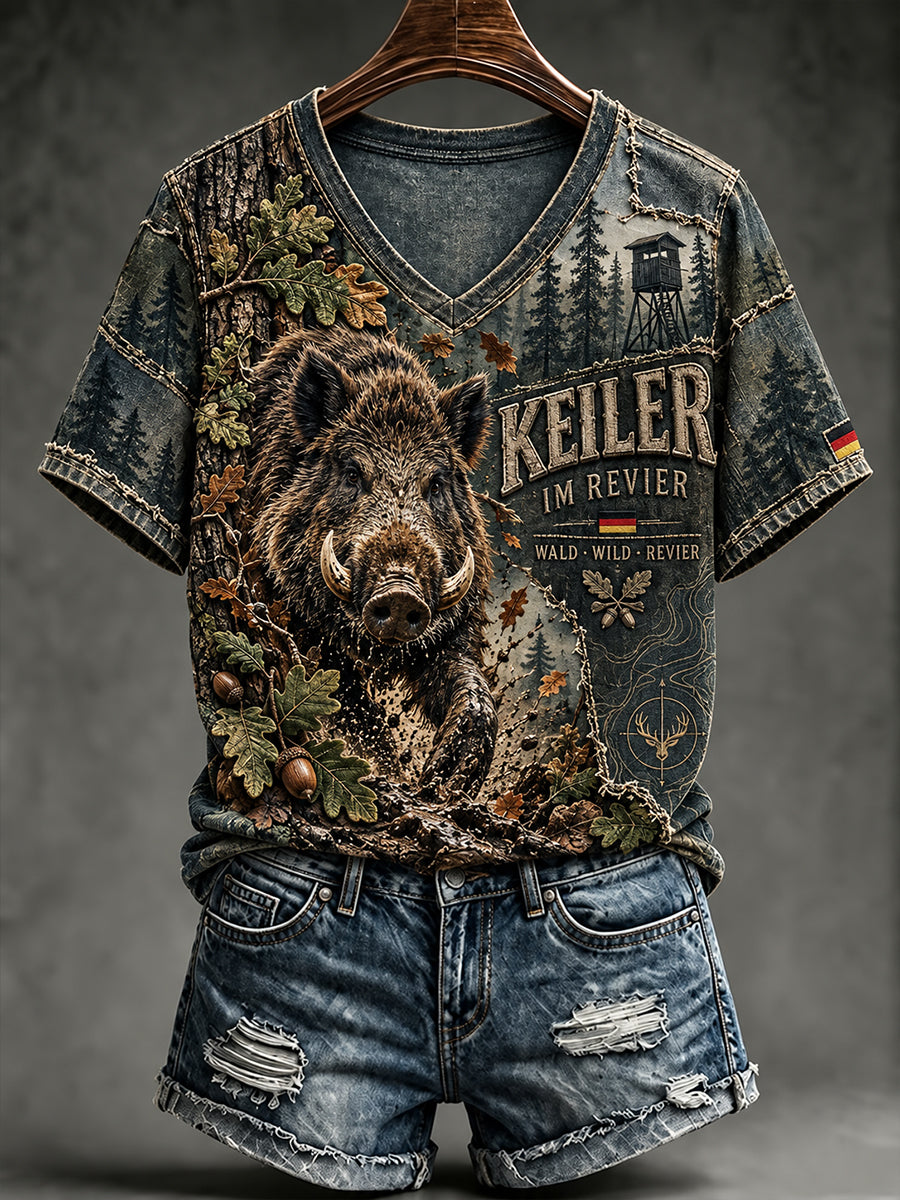 Damen-T-Shirt mit kurzen Ärmeln zur deutschen Jagdsaison