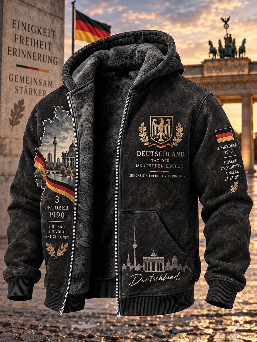 Tag der Herren-Einheit Gedenk-Grafik druck mit hohem Ausschnitt Langarm-Hoodie