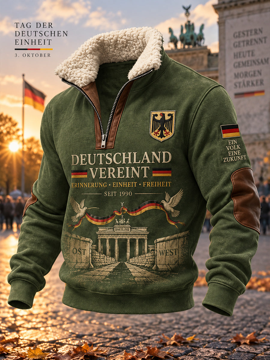 Herren-Einheitsday-Gedenkdruck Mock-Neck-Langarm-Sweatshirt