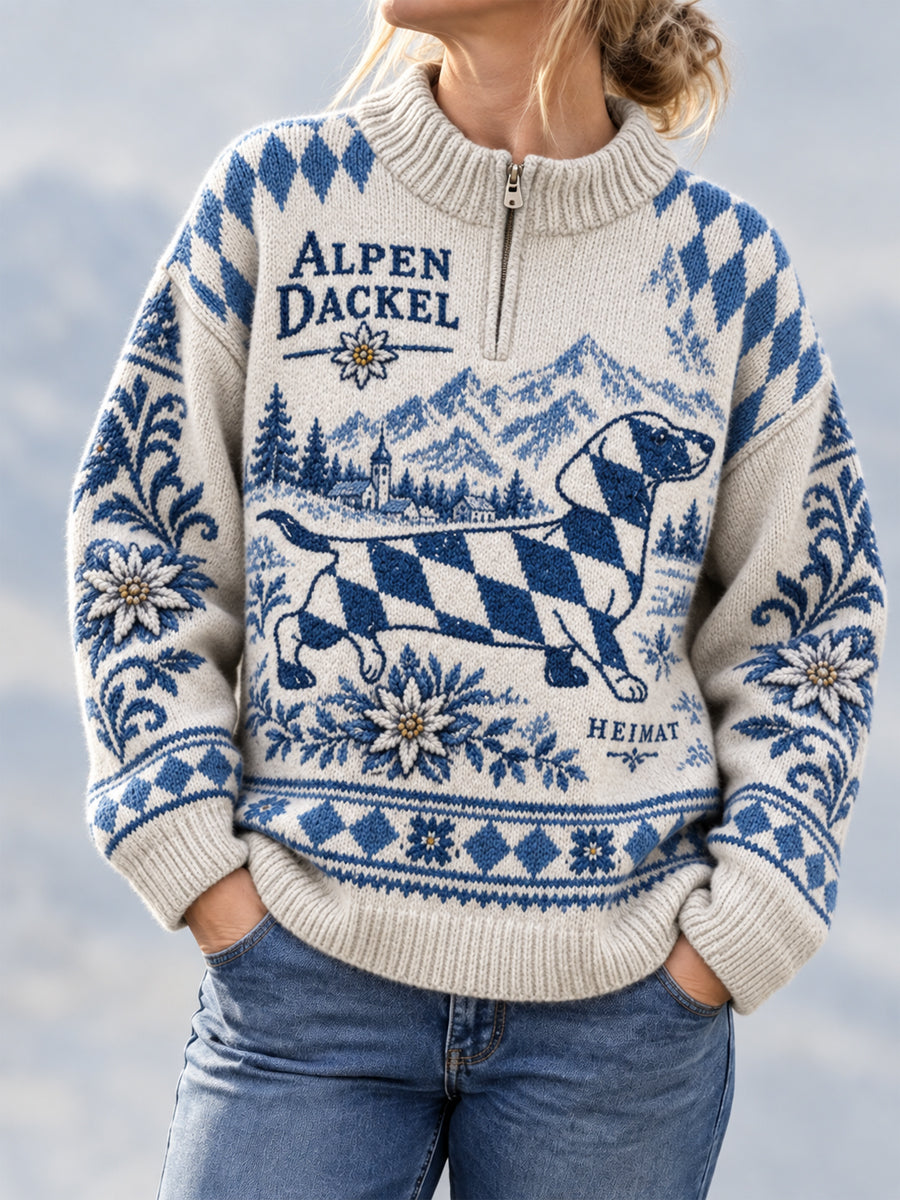 Bayerischer Damenpullover mit Reißverschluss