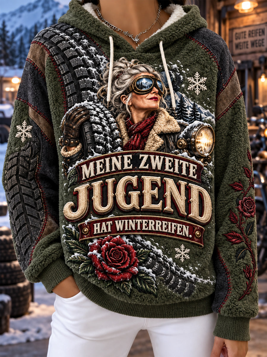 Frauen-Kapuzenpullover aus Flanell mit humorvollem Spruch