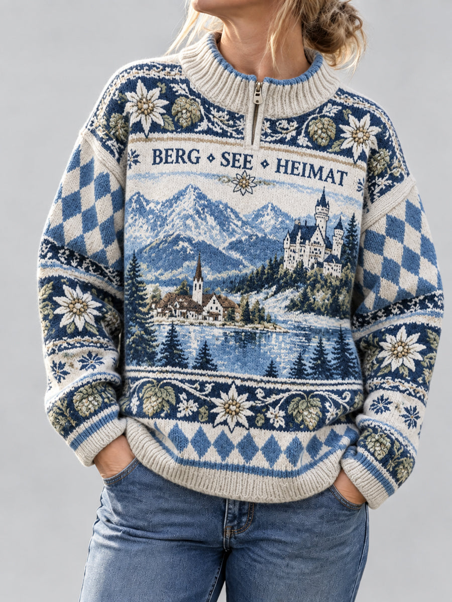 Bayerischer Damenpullover mit Reißverschluss