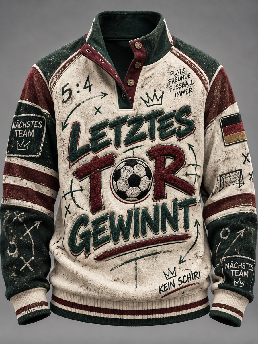 Herren-Hoodie mit vier Knöpfen im Bolzplatz-Style