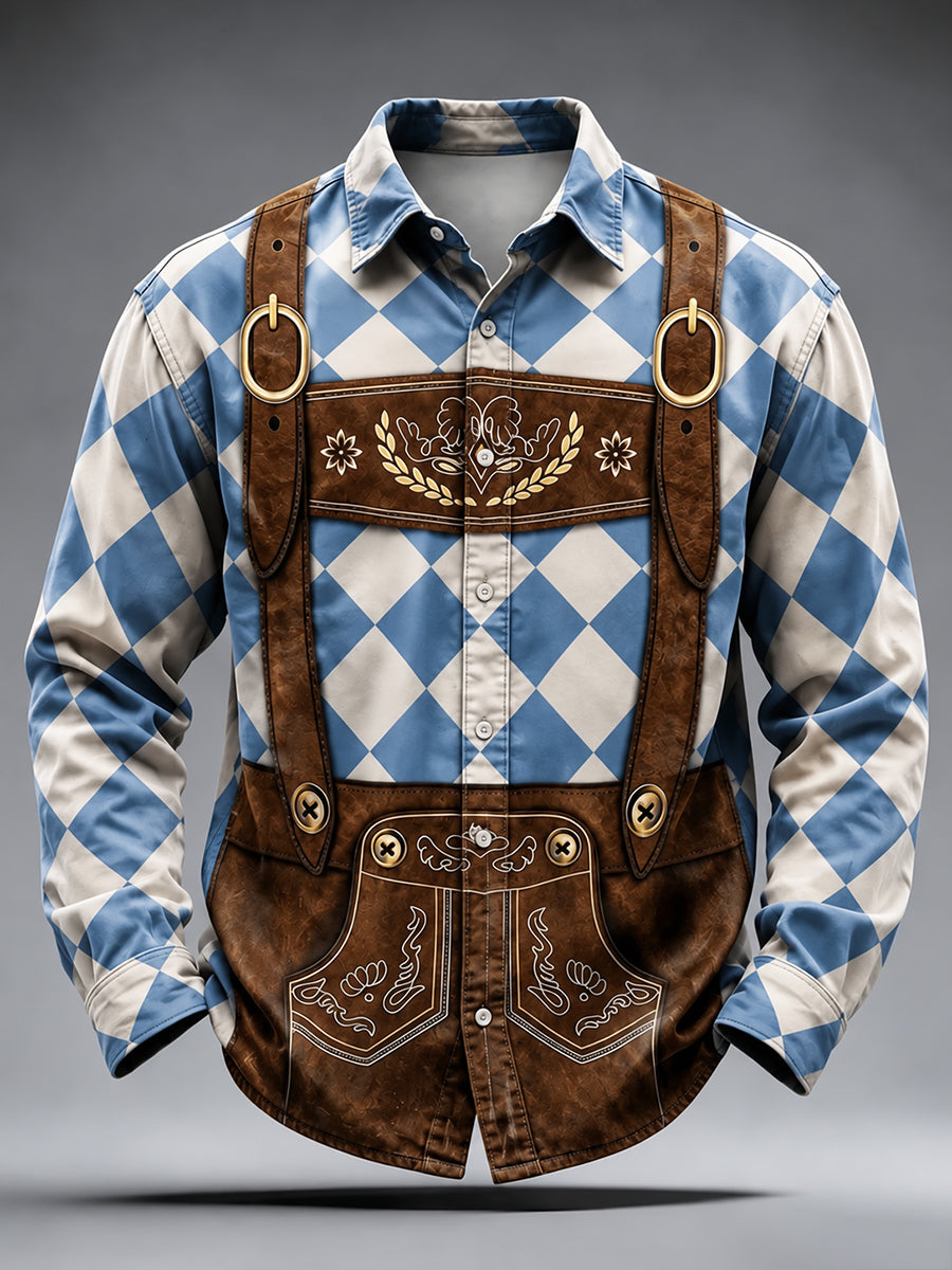 Herren-Oktoberfest-Stil Freizeithemd mit langen Ärmeln