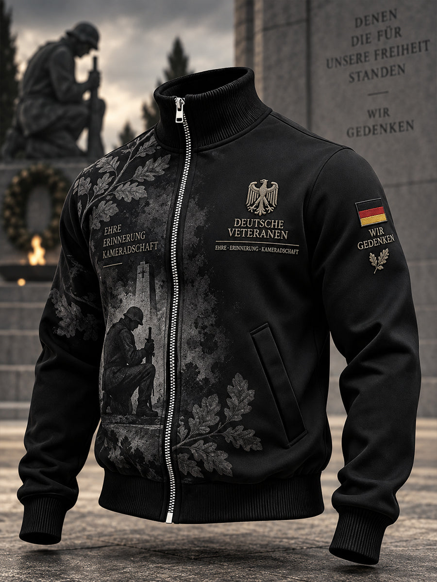 Herrenjacke mit langen Ärmeln und Grafikdruck zum Gedenken an Veteranen