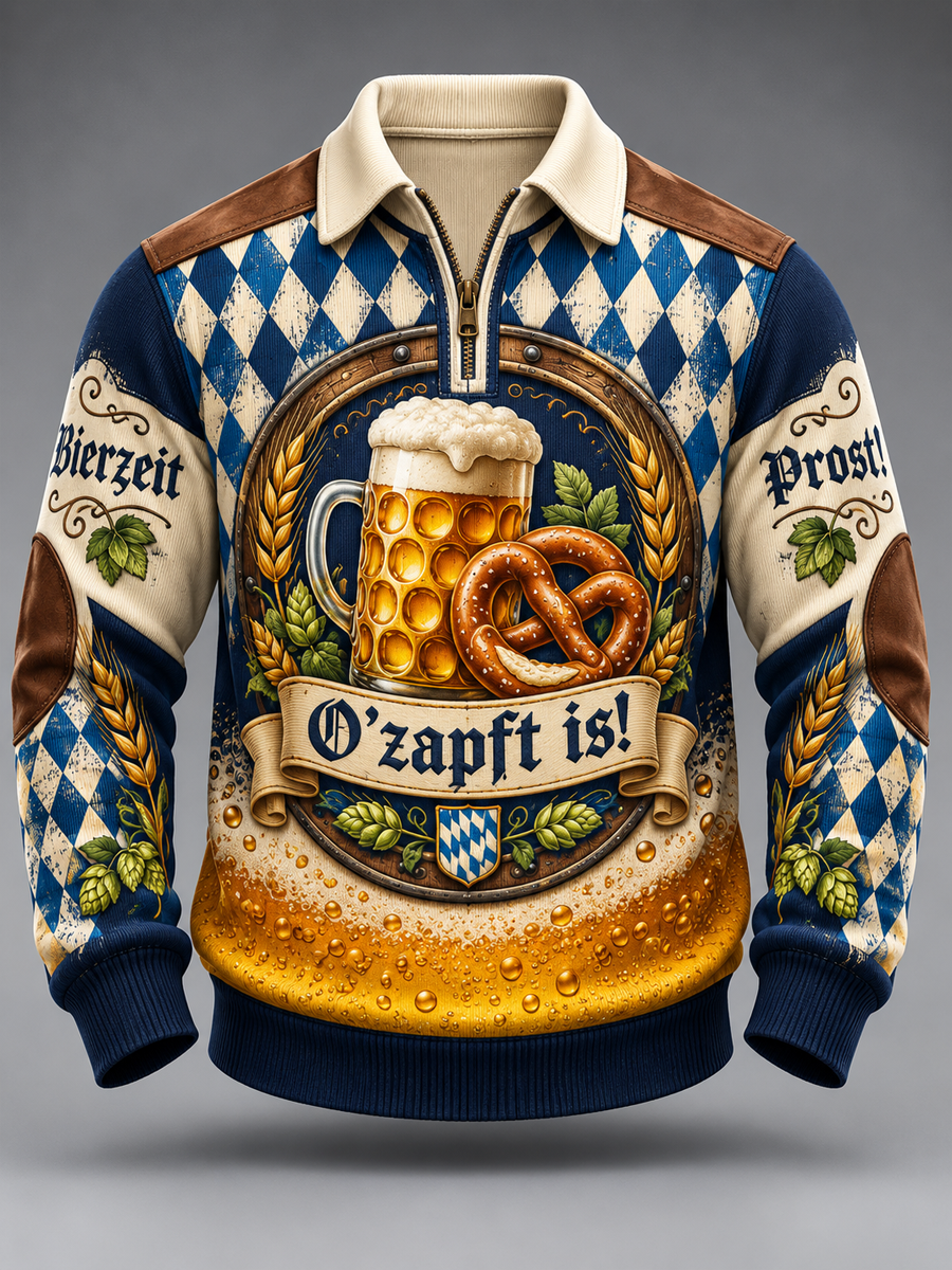 Herren-Oktoberfest-Kapuzenpullover mit Reißverschluss