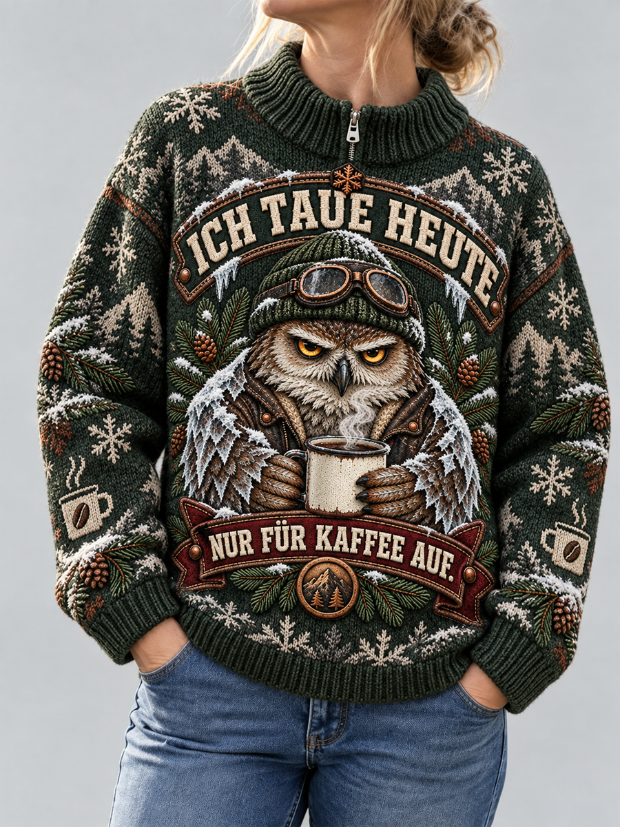 Witziger Slogan-Strickpullover