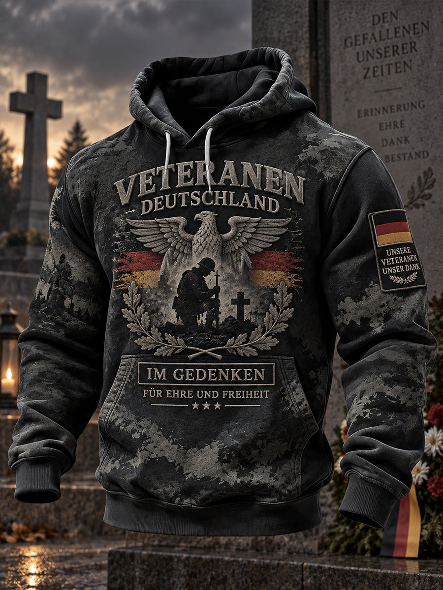 Herren-Kapuzenpullover mit Grafikmotiv zum Veteranengedenktag