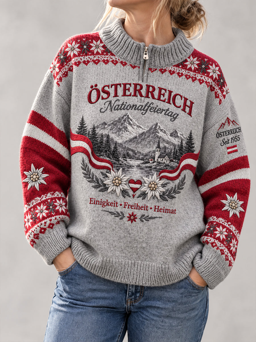 Frauen National feiertag Gedenk druck Strickpullover Roll kragen Sweatshirt