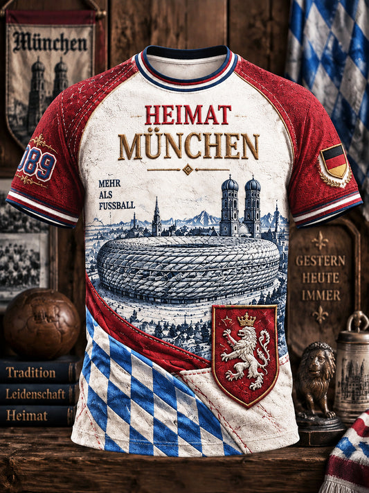 Herren bundes liga Bayern München Fußball Patchwork Print Casual T-Shirt