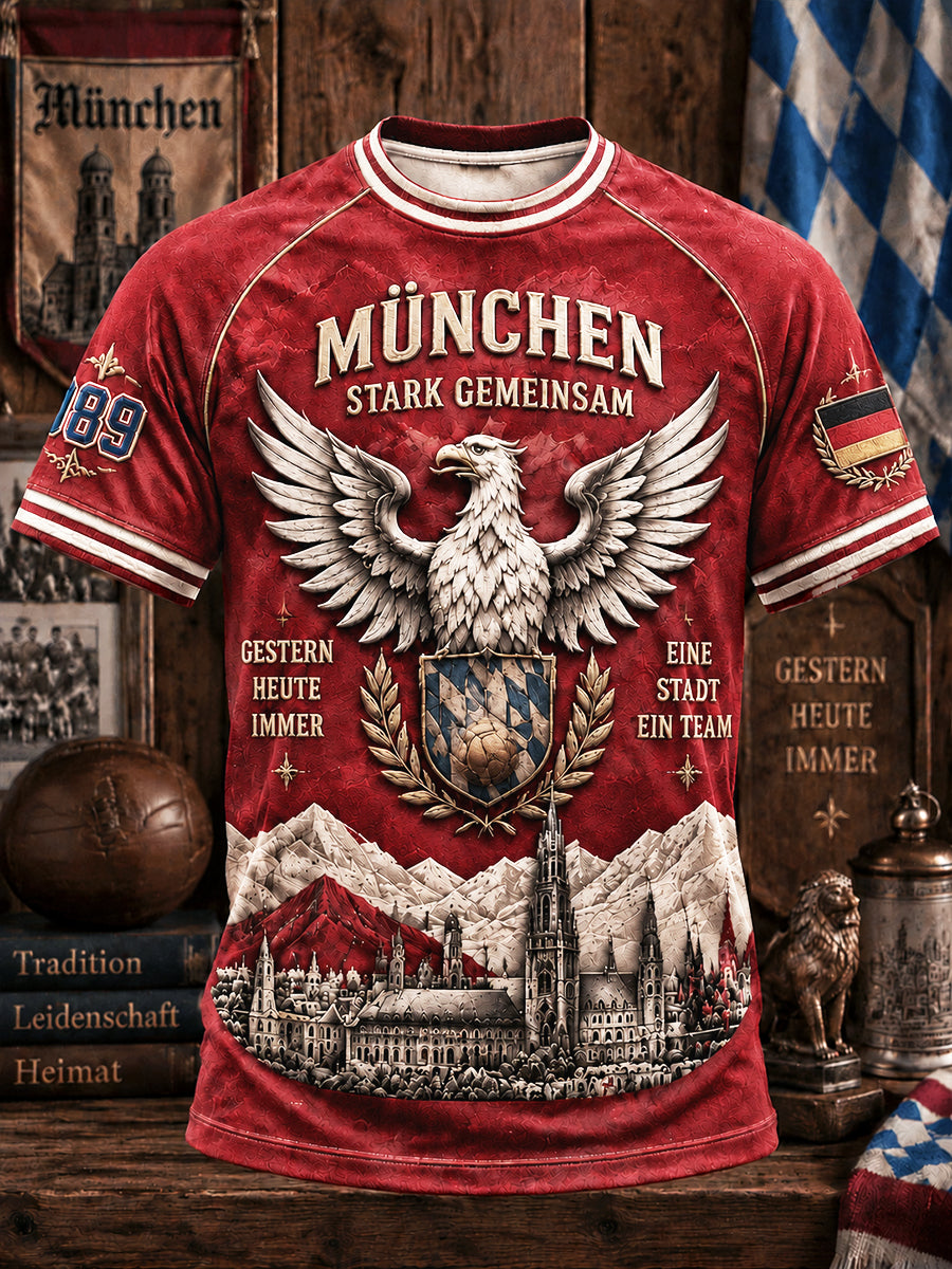 Herren Rote bundes liga Bayern München Fußball Print Casual T-Shirt