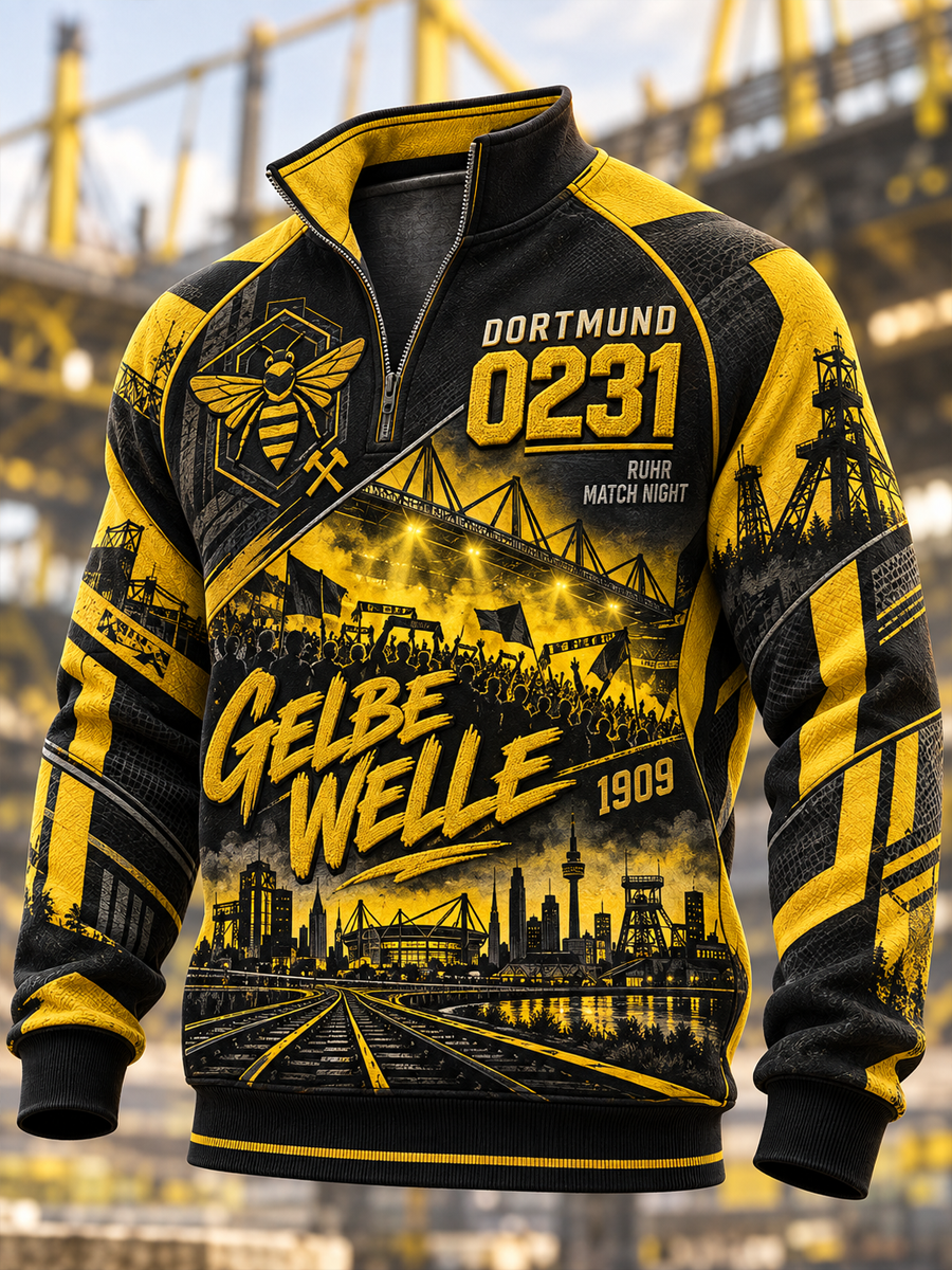 Herren-Dortmund-Kapuzenpullover mit Reißverschluss