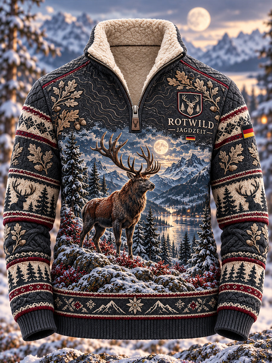 Herren-Fleecegefüttertes Stehkragen-Sweatshirt für die deutsche Jagdsaison