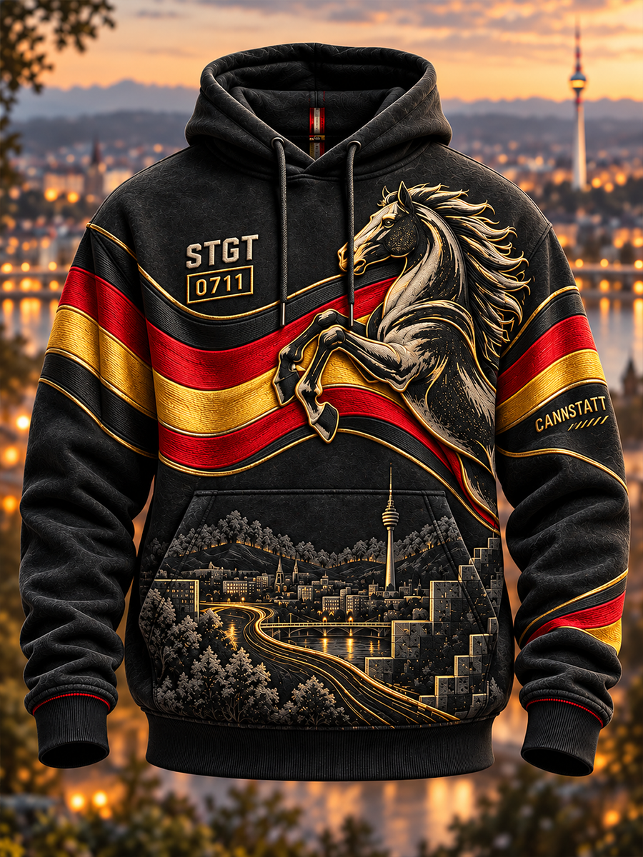 Herren-VfB-Stuttgart-Oversize-Kapuzenpullover mit abfallenden Schultern und Taschen