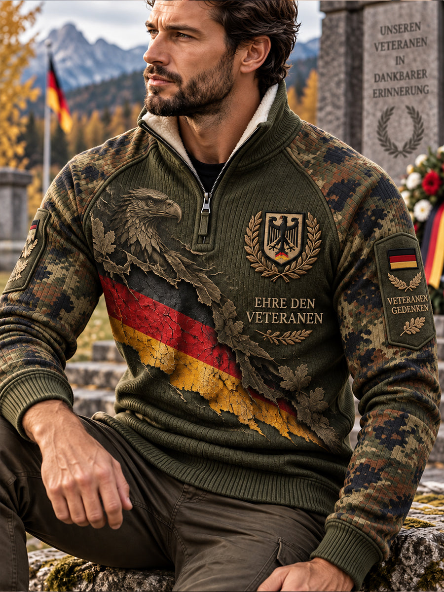 Herren-Strickrollkragenpullover im Camouflage-Print, inspiriert von der Militärmode