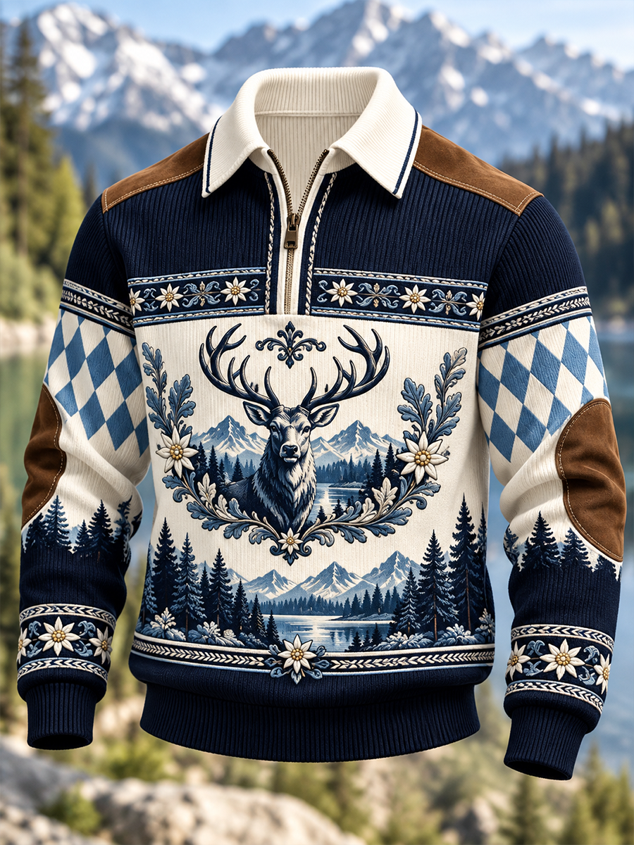 Herren Bavarian Art Zip-Up Hoodie