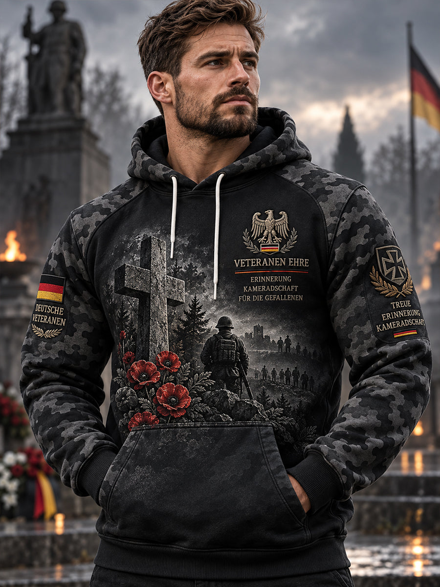 Herren-Kapuzenpullover mit Grafikmotiv zum Veteranengedenktag