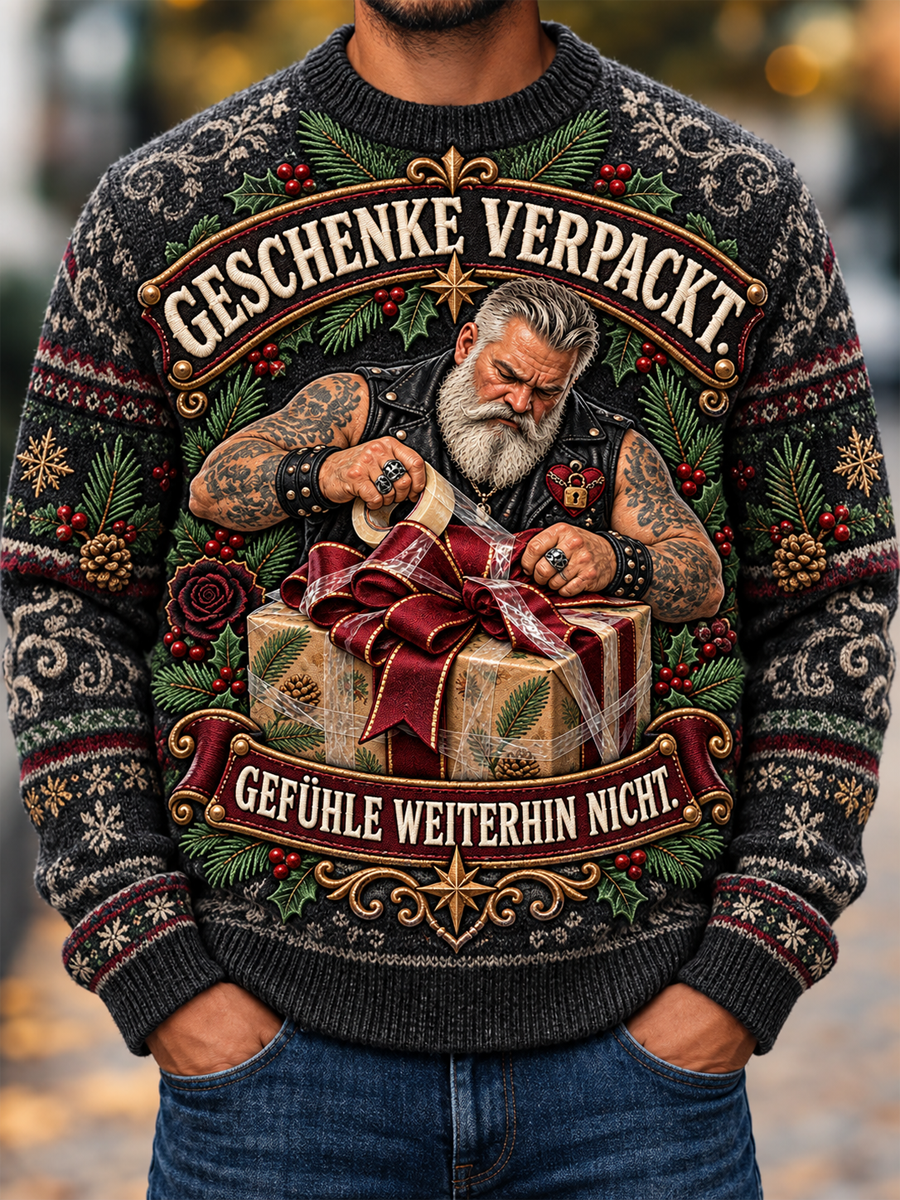 Herren-Pullover mit humorvollem Slogan-Imitat