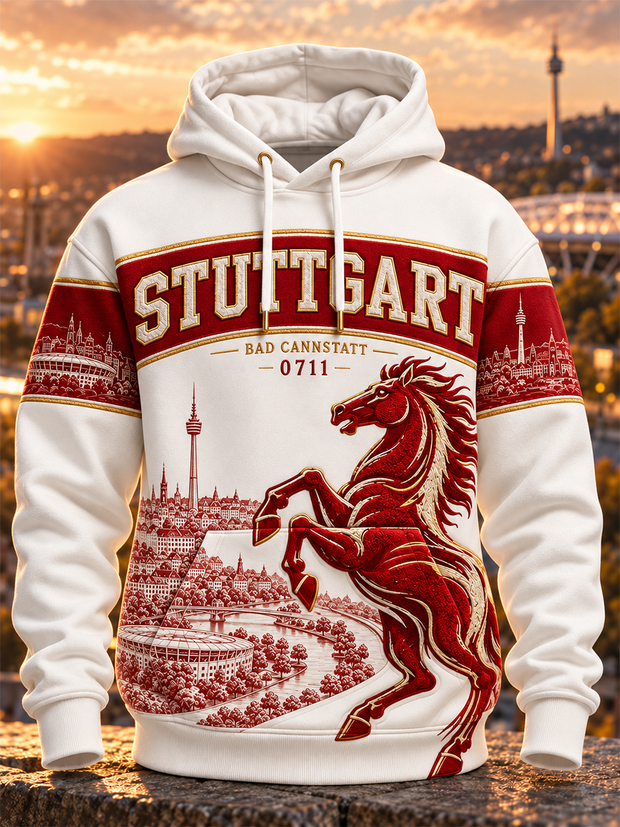 Herren-VfB-Stuttgart-Oversize-Kapuzenpullover mit abfallenden Schultern und Taschen