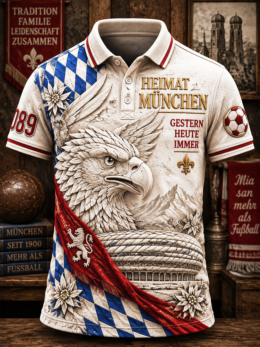 Herren Retro deutsche bundes liga Bayern München Fußball Bayern Bayern Print Casual Polo Shirt