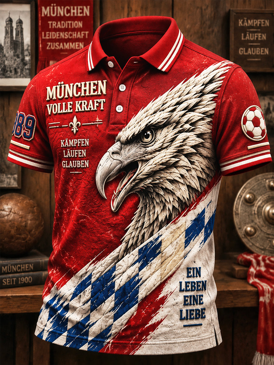 Herren deutsche bundes liga Bayern München Eagle-Print Casual Polo Shirt