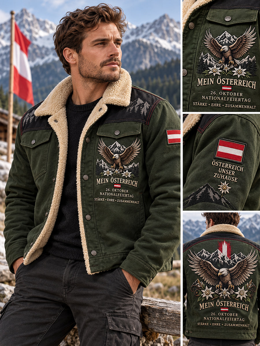 Herren-Jacke mit Nationalfeiertagsmotiv und Fleece-Innenfutter