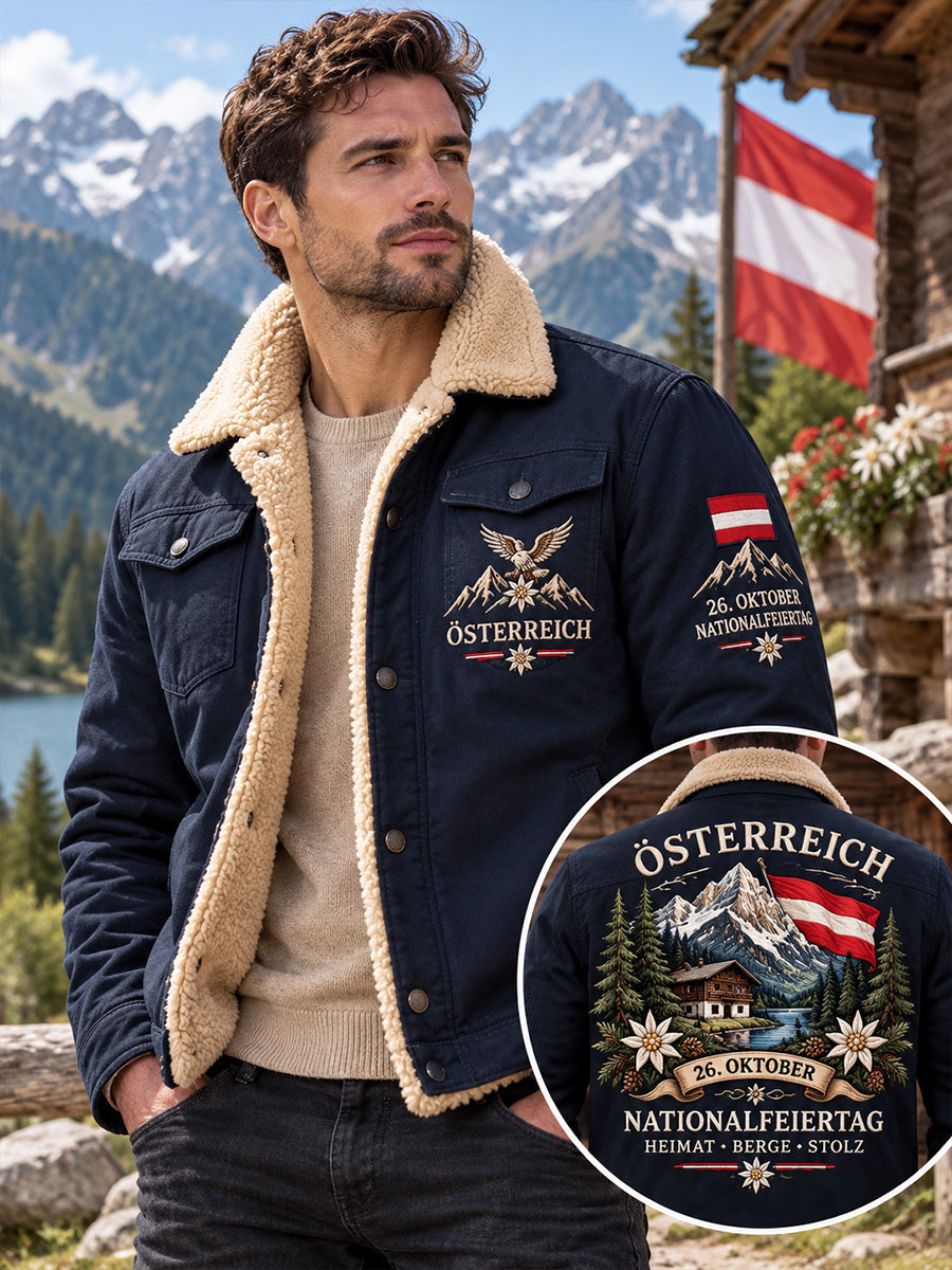 Herren-Jacke mit Nationalfeiertagsmotiv und Fleece-Innenfutter