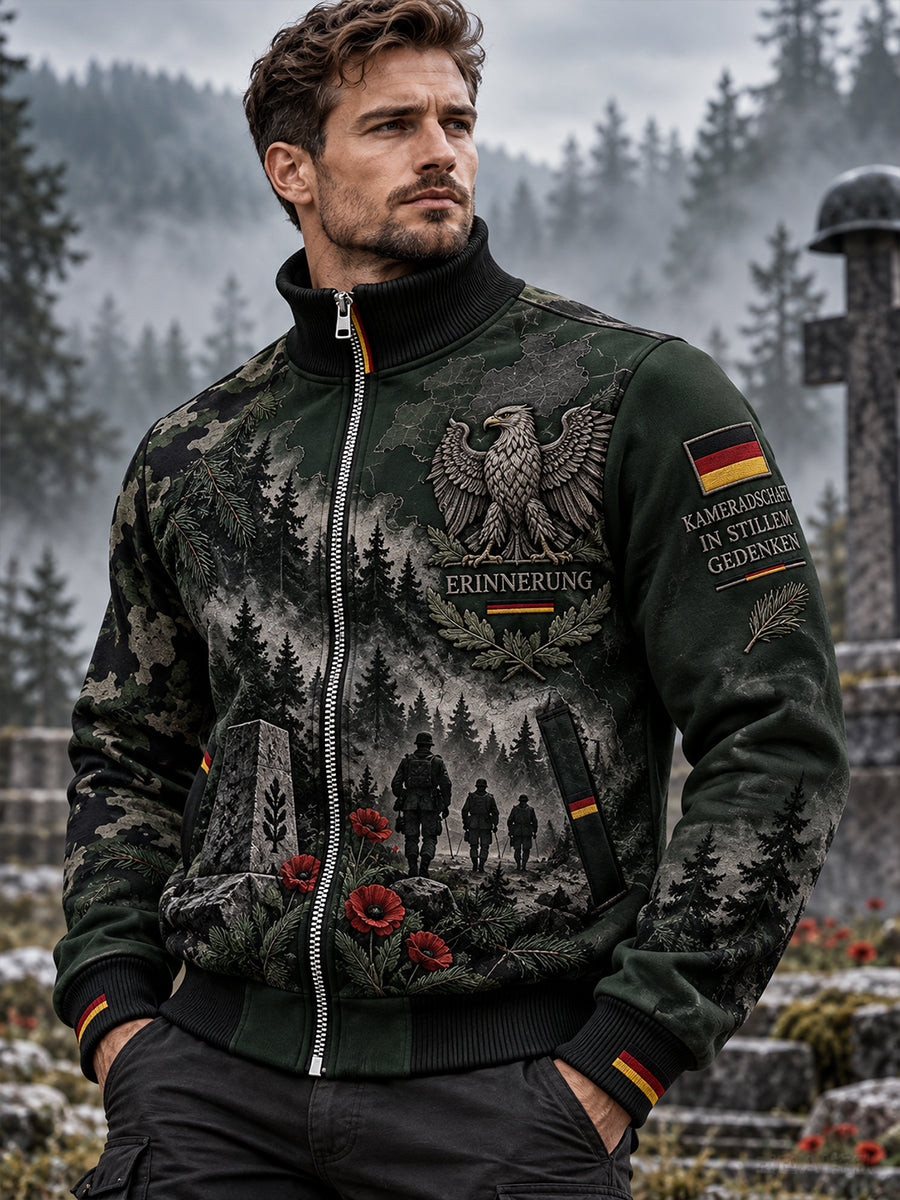 Herren Veteran Memorial Grafik Print Jacke mit hohem Ausschnitt
