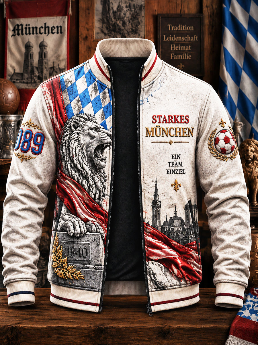 Herren Retro deutsche bundes liga Bayern München Bayern Bayern Print Freizeit jacke mit Reiß verschluss