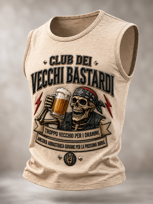 Canottiera casual con stampa slogan divertente da uomo