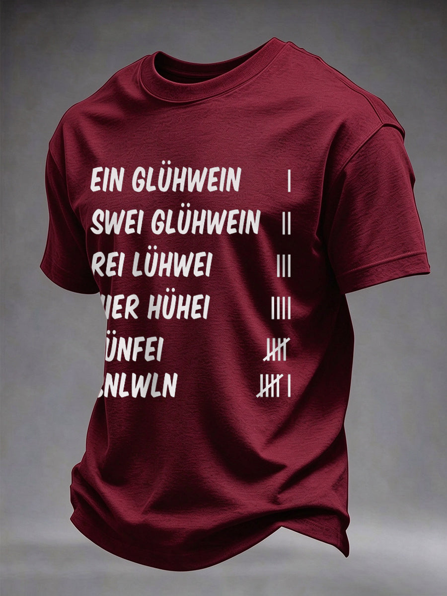 Herren-T-Shirt mit Glühwein-Print und kurzen Ärmeln