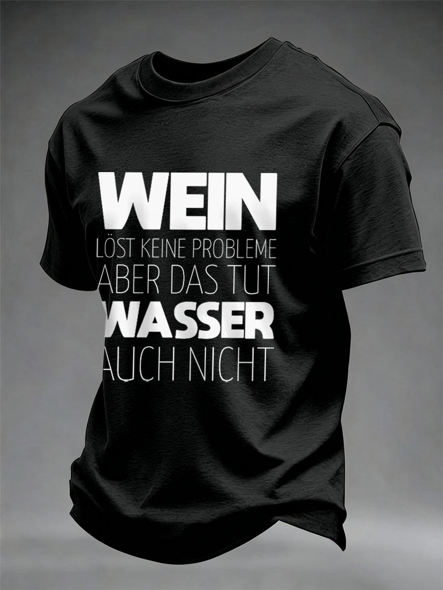 Herren-T-Shirt mit Glühwein-Print und kurzen Ärmeln
