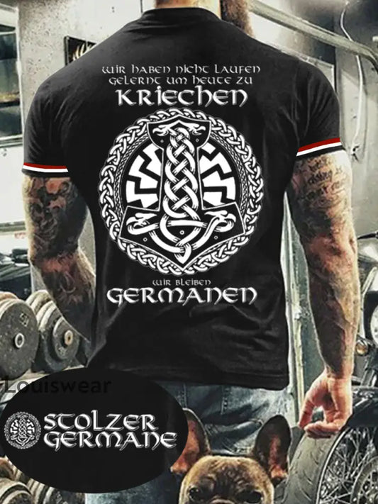 Stolzer Germane bedrucktes Kurzarm-T-Shirt für Männer Schwarz / S