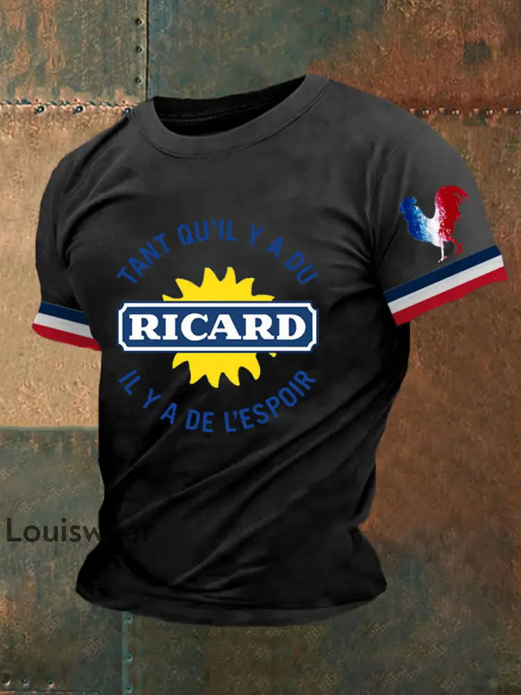 Tant Qu’il Y A Du Ricard bedrucktes Kurzarm-T-Shirt für Herren Schwarz / S