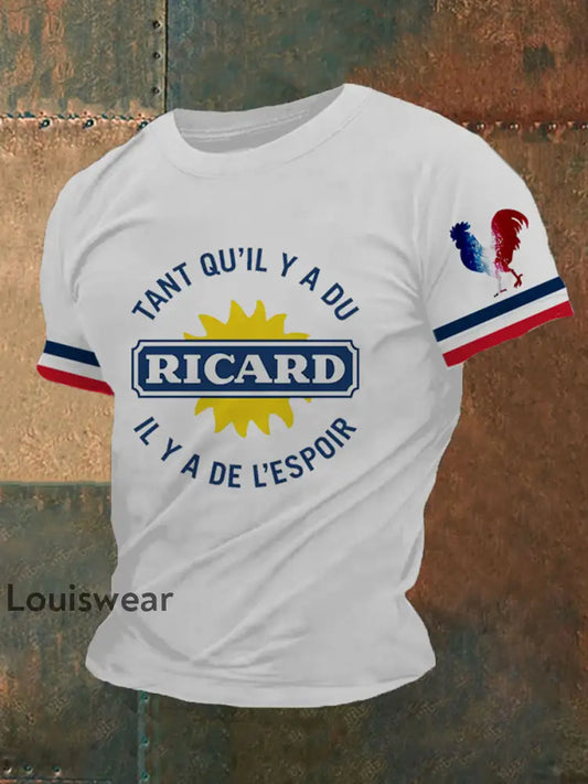 Tant Qu’il Y A Du Ricard bedrucktes Kurzarm-T-Shirt für Herren Weiß / S