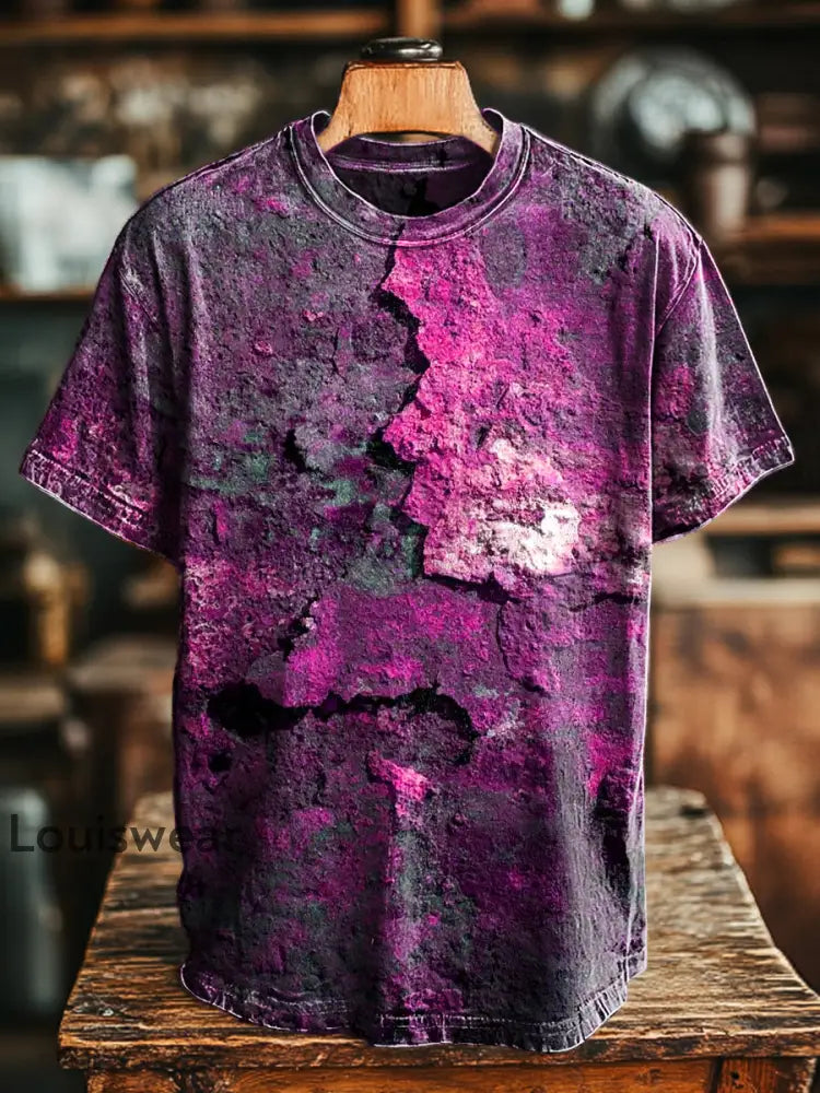 Unisex Retro-Alter Rost gedruckt lässig lose Kurzarm T-Shirt Rose Pink / S