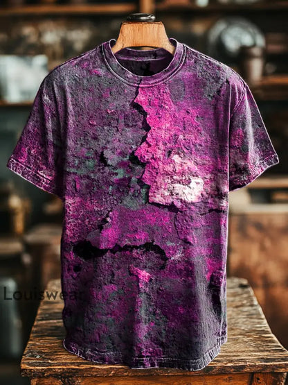 Unisex Retro-Alter Rost gedruckt lässig lose Kurzarm T-Shirt Rose Pink / S