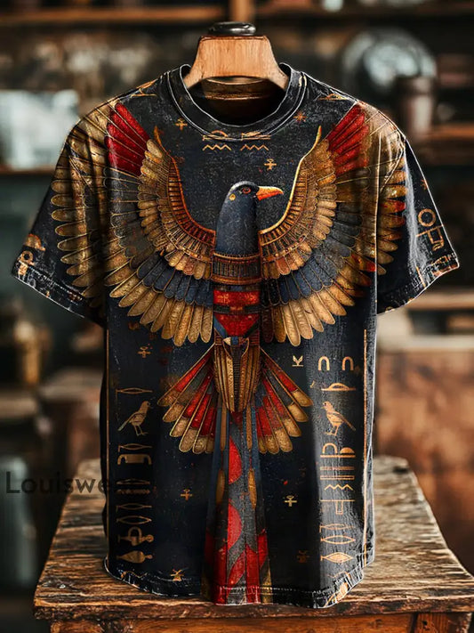 Unisex Vintage Fliegender Vogel Kunstdruck lässig locker T-Shirt bunt / S