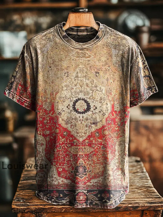 Unisex Vintage Gradient Ethnische Geometrische Druck lässig lose T-Shirt bunt / S