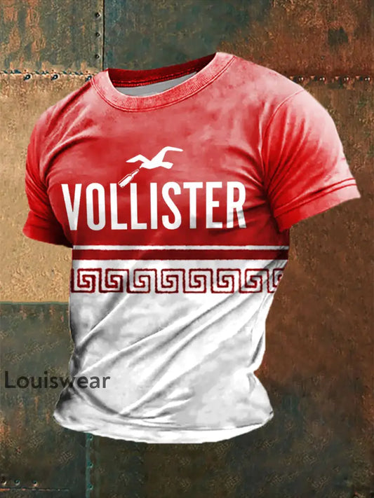 Vollister bedrucktes Kurzarm-T-Shirt für Männer Rot / S