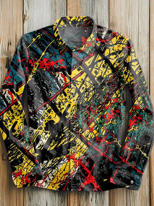 Wunderschönes Graffiti-Kunstdruck-lässiges Langarm-Hemd als bild / S